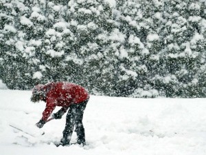 snow shoveling woman abc news